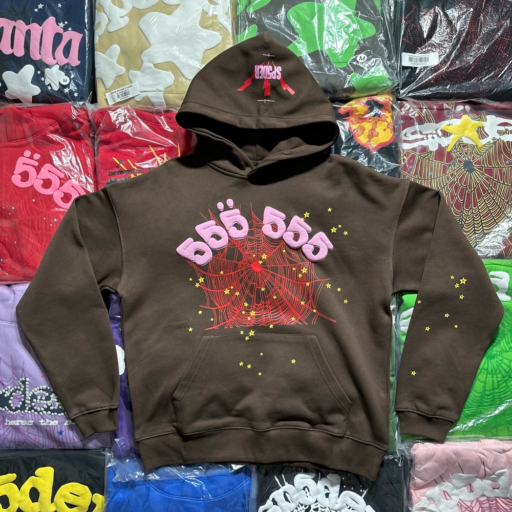 Sp5der Worldwide Angel Number Hoodie ‘Brown’